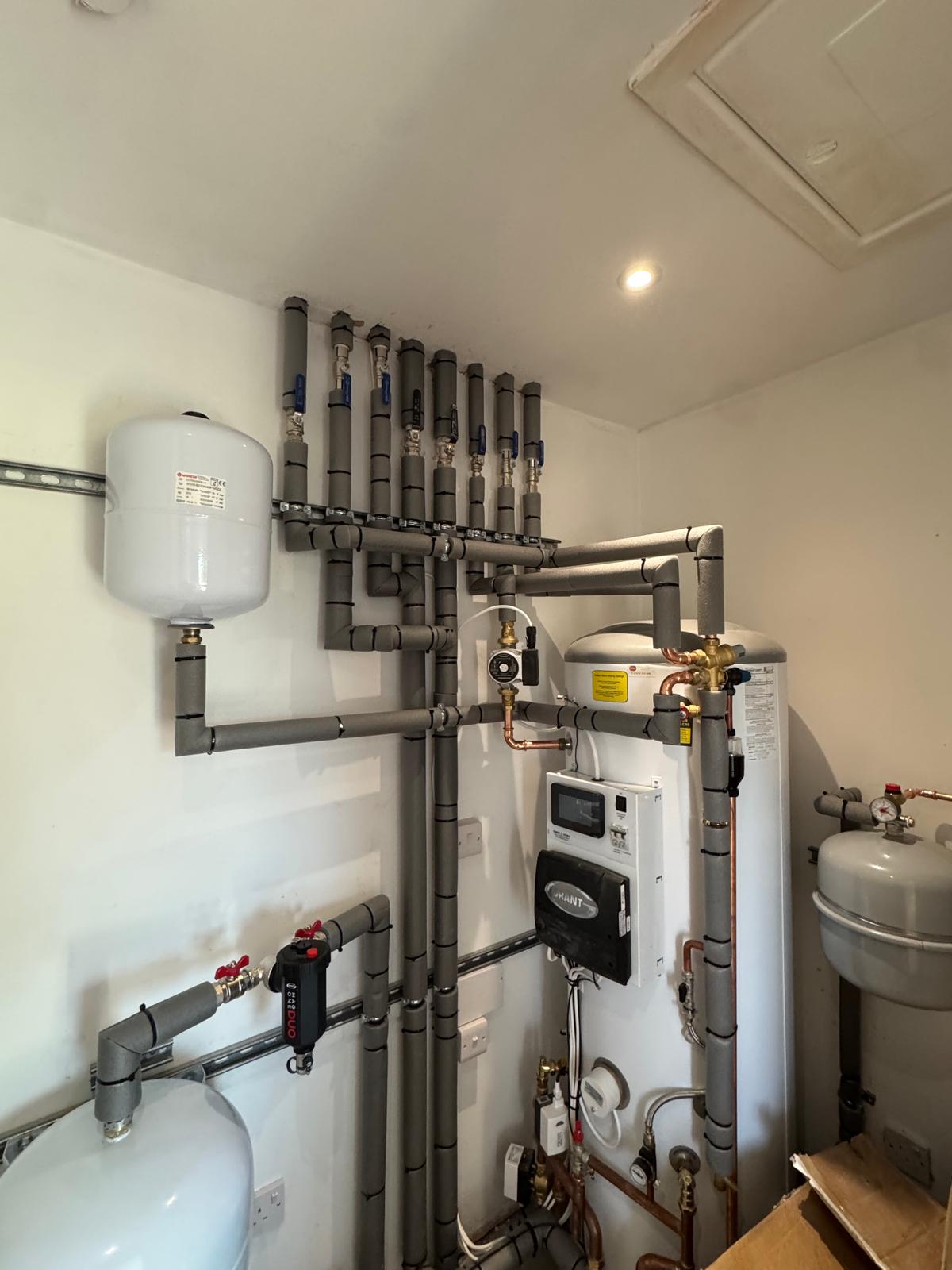 Boiler and hot water cylinder installation